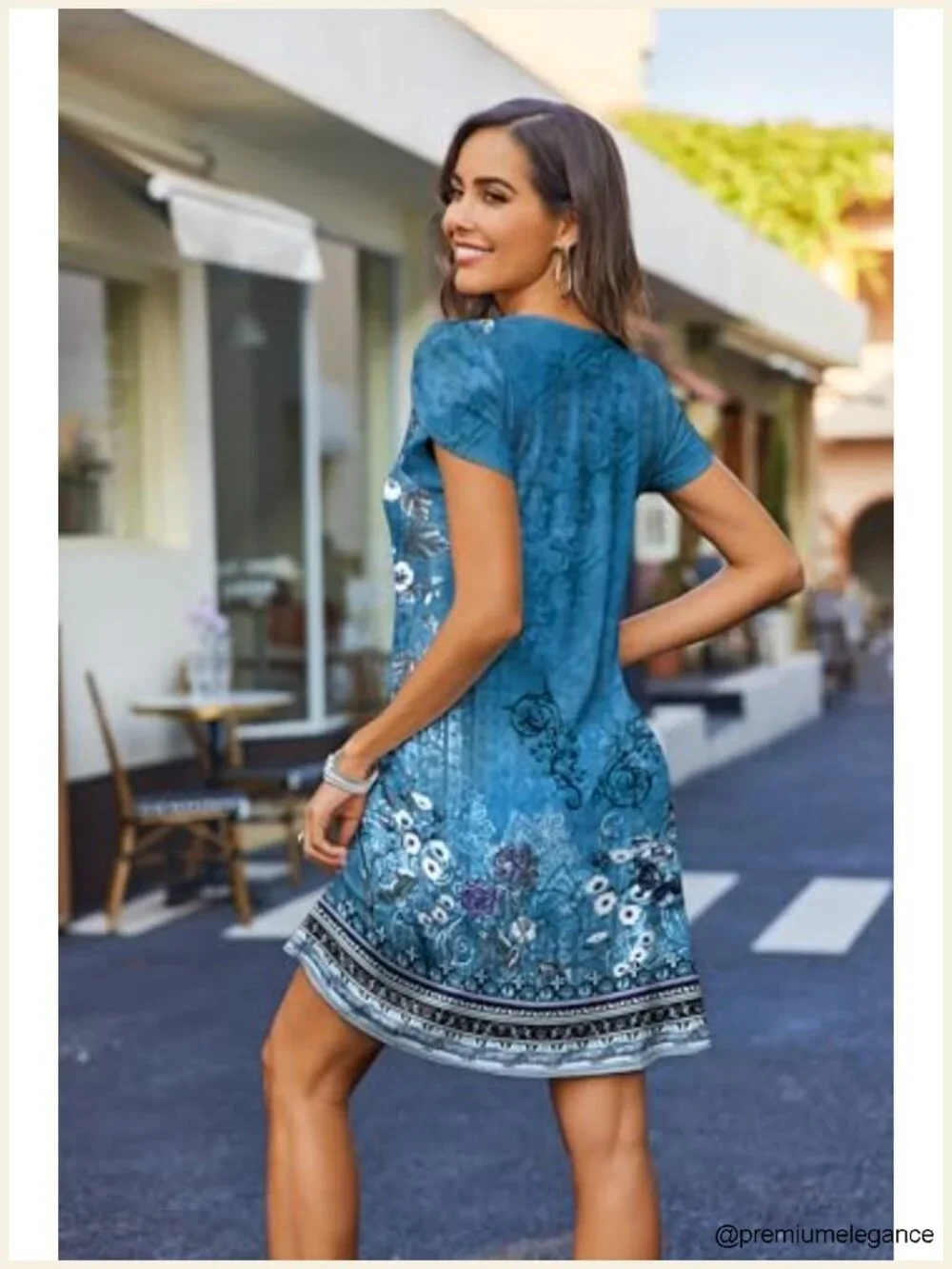 Women's Floral A-Line Mini Dress with Pockets Short Sleeve Casual Summer
